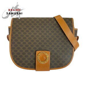 Celine Macadam Circle Logo Brown Leather Shoulder Bag